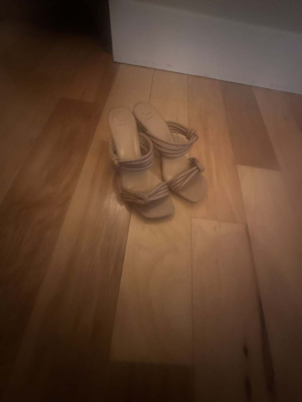 A New Day Ania Knotted Multi-Strap Mule Heels in Beige